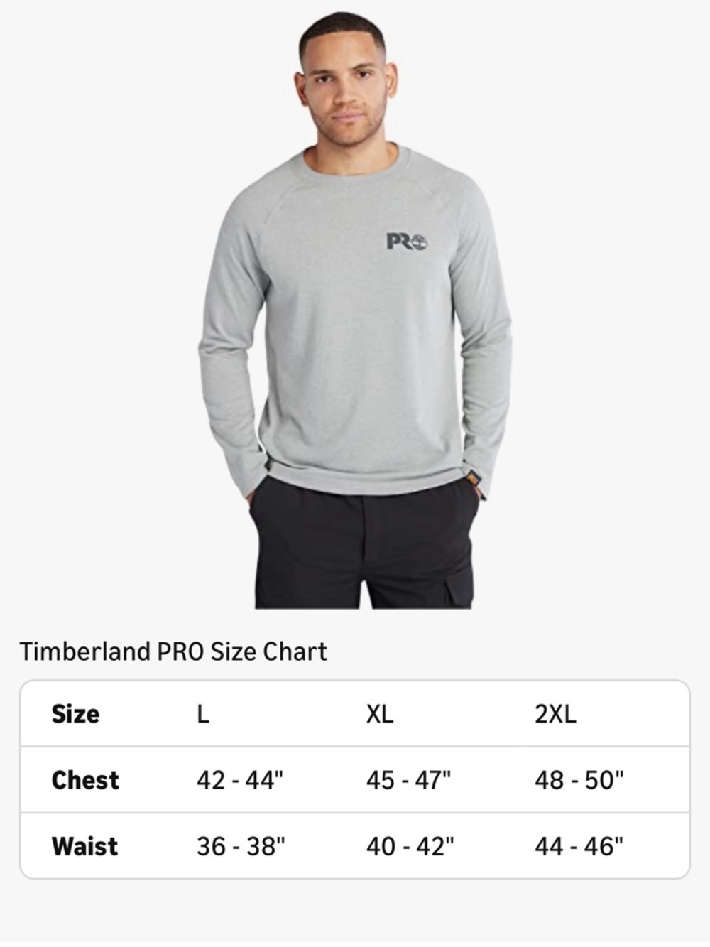 NWT Timberland PRO Men's Long-Sleeve T-Shirt Small Gray Core Refelctive Logo - Picture 5 of 5